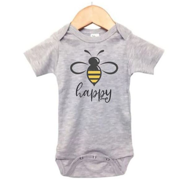 Macacão abelha onesie abelha feliz chuveiro presente bonito roupa do bebê vindo para casa presente inspirador nascido bodysuit 231019