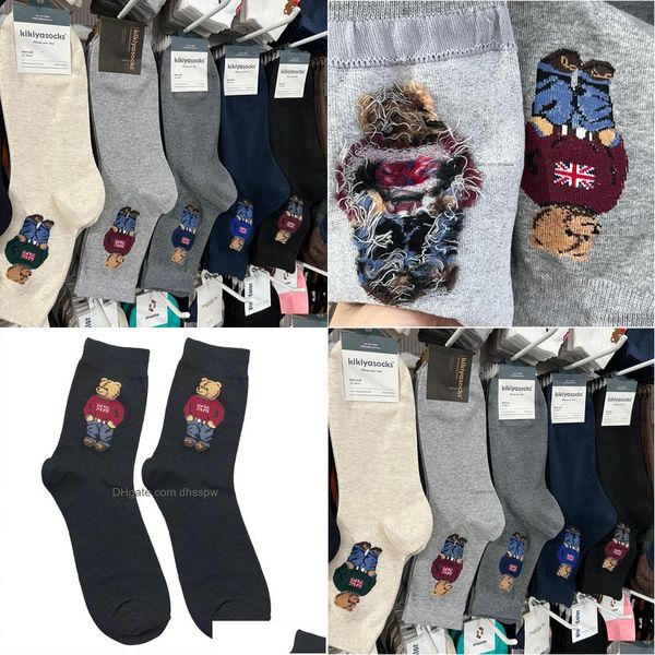 Calzini da uomo 2023 Mix 5 colori cotone autunno traspirante Skateboard uomini felici inverno cartone animato orso metà tubo per il regalo di Natale Drop Deli