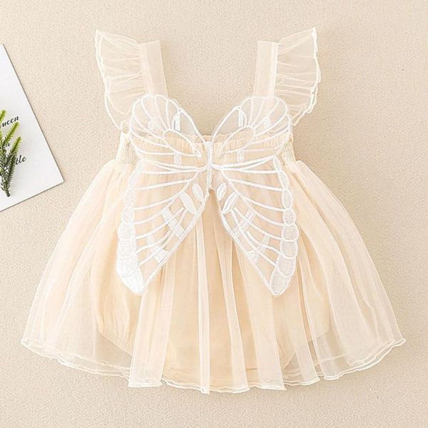 Mädchen Kleider Kleinkind Baby Mädchen Prinzessin Kleid Ärmellos Schmetterling Form Mesh Dekoration Sommer Hosenträger Gaze 3 6 12 18 M