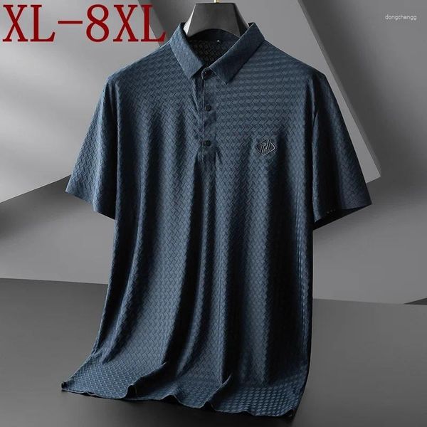 Polo da uomo 7XL 8XL 6XL Estate Camicia da lavoro di alta qualità Uomo Cotone di seta Manica corta Tee Shirts Homme Allentato Casual Camisa Polo