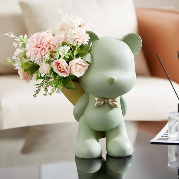 Vasen Nordic Light Luxury Violent Bear Bouquet Blumenvase Dekoration Wohnzimmer TV-Schrank Arrangement Geschenk