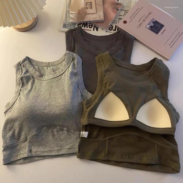 Abbigliamento da yoga Push-up anti-luce Intimo sportivo Senza maniche Canotta a spalla larga per donna Reggiseno da corsa antiurto da palestra Gilet per tutti gli abbinamenti