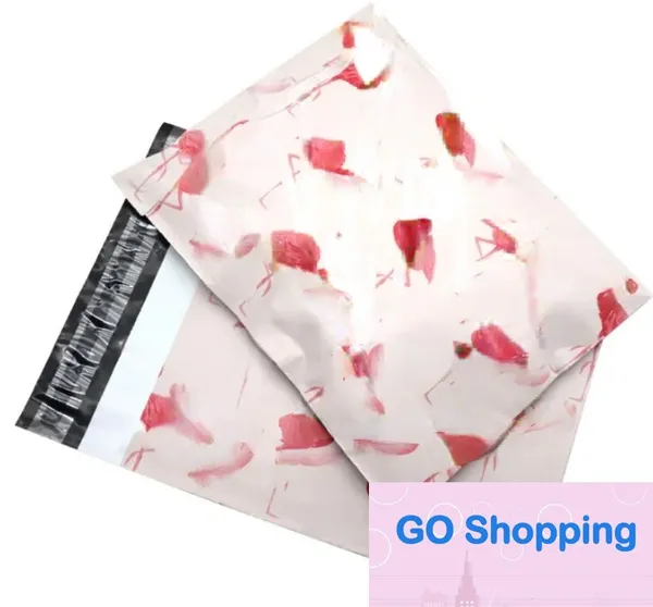 Top Quatily Nuovo 100 pz Moda Pink Flamingo modello Poly Mailer Autosigillante Busta postale in plastica Borse Moda all'ingrosso