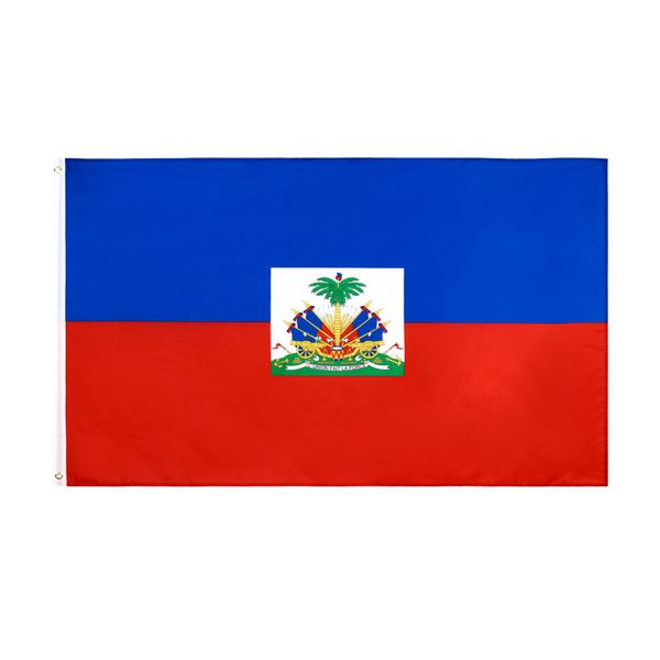 3x5Fts 90x150cm Drapeaux nationaux haïtiens Bannière Drapeau d'Haïti Bannière en polyester pour la décoration extérieure intérieure Vente en gros directe en usine