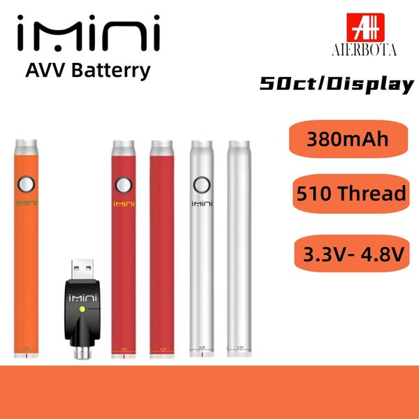 Orijinal E Sigara Bakır Pil 380mAH Siyah Kırmızı Beyaz Turuncu Gümüş Şarj Edilebilir 2.4ohm AVV Ön Isıtma Pilleri 510 İplik Kartuşları İçin Vape Kalem Ön ısıtma Sepeti