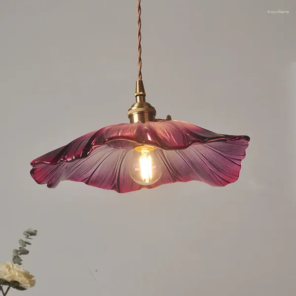 Lampes suspendues Vintage lumières fleur verre suspendu décoration de la maison éclairage salon chambre chevet luminaire magasin intérieur