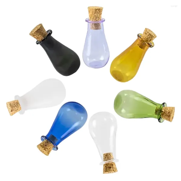Vasos 7 pcs recipientes minúsculos derivando garrafa de vidro desejando pequeno frasco de armazenamento mensagem rolhada
