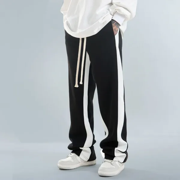 Calças masculinas homens primavera e outono dupla fronteira branca casual com solto esportes cordão oversized sweatpant 2023