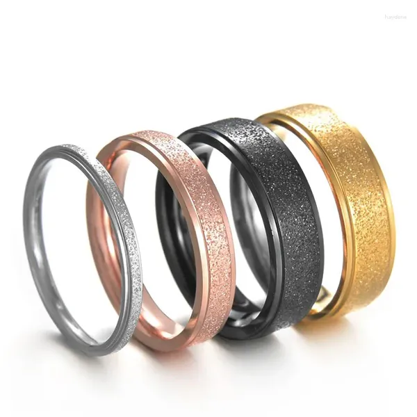 Cluster-Ringe 2/4 / 6 mm einfacher mattierender schmaler / breiter Ring Titanstahl für Frauen Trendy Tail Silber Farbe Ehering Schmuck Geschenk