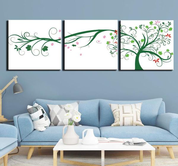 3 панели, современный холст, художественная настенная картина, зеленое дерево, картины, декор, печать на холсте для дома, офиса7813415