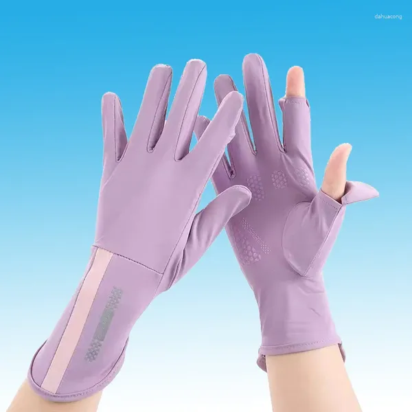 Guantes de ciclismo para mujer, protección UV, verano, antiquemaduras solares, finos, antideslizantes, transpirables, para conducir, pantalla táctil, muñeca larga