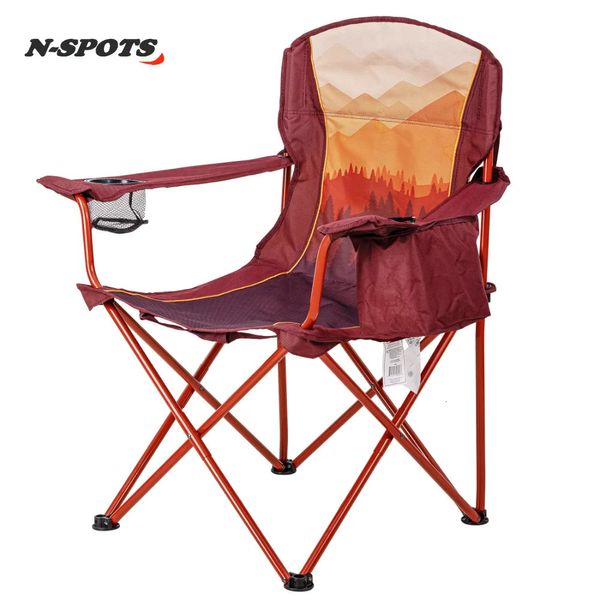 Cadeira de acampamento grande para trilha de móveis de acampamento com design Cooler Ombre Mountains vermelho e laranja 231018