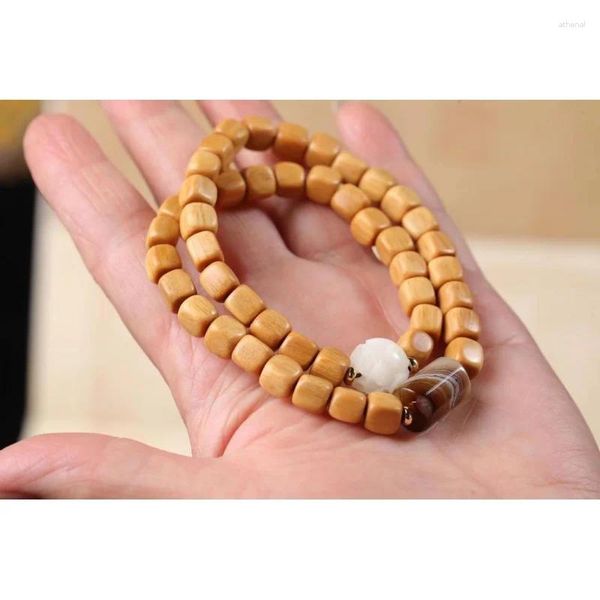 Bracciale in giada fai da te con perline di zucchero a cubetti di legno di sandalo, 6 mm