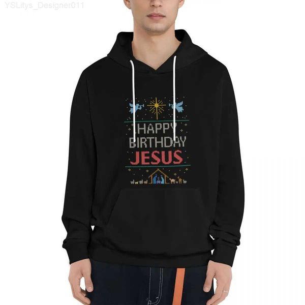 Женские свитера Ugly Christmas Sweater — Вязание от бабушки — Happy Birthday Иисус — Религиозный христианин — Яркий пуловер с капюшоном L231019