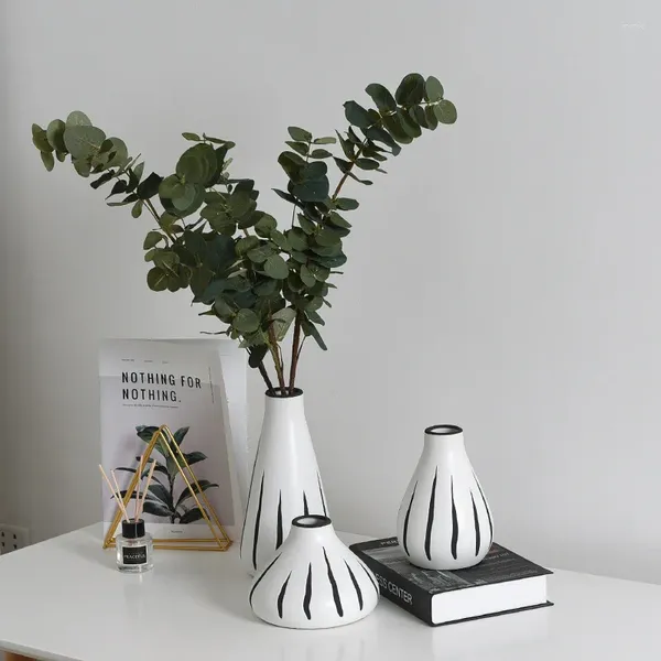 Vasos nórdico ins moderno vaso de cerâmica artesanal arranjo de flores secas sala de estar decoração de mesa acessórios para casa