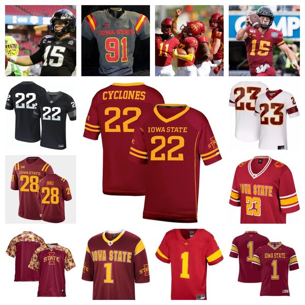 2023 Iowa State Cyclones Camisa de futebol 80 Tyler Perkins 32 Gerry Vaughn 56 Anthony Smith 52 Joey Petersen