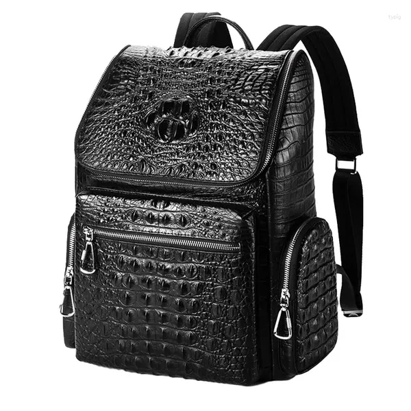 Rucksack 2024 Fashion Echtes Leder Männer Rucksäcke Alligator Männlich Koreanische Große Business Casual Laptop Schule Computer Tasche