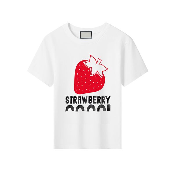 Designer Kids Tees Summer Childrens Tshirt carino Strawberry Stampa di fragole Ragazze di lusso Girls Shortleved Casual Outwear Casual Chd2310196 Sasakids