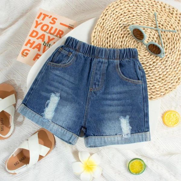 Shorts para crianças verão meninas jeans bebê fino desgaste roupas de meninas azul jean