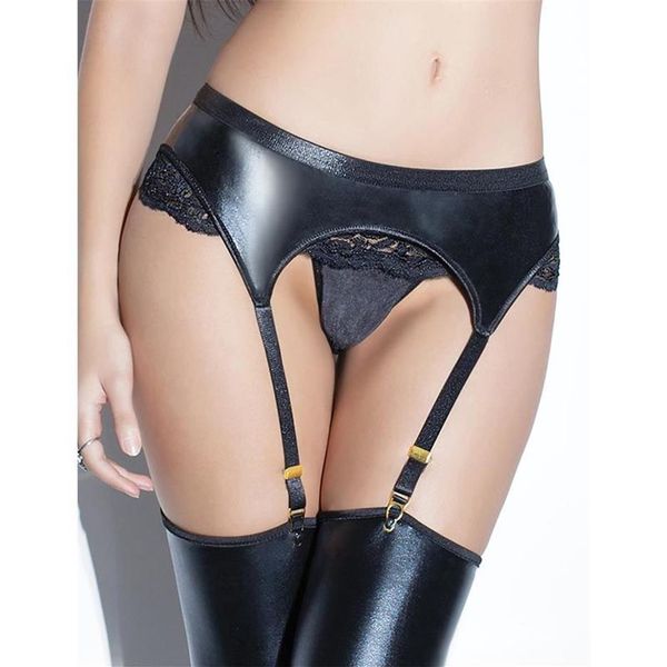 Подтяжки женские сексуальные женские подвязки для чулок из искусственной кожи черные с высокой кружевной строчкой Porte Jarretelle Femme PS5151333w
