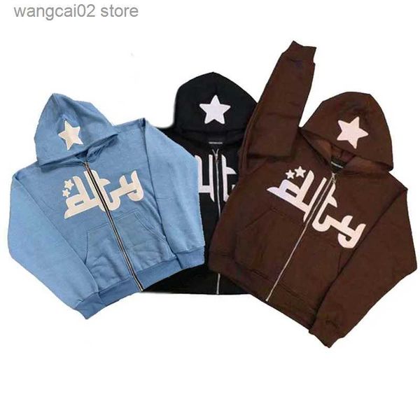 Herren Hoodies Sweatshirts Star Graphics Print Harajuku Zip Up Hoodie Langarm Oversize Y2K Kleidung Männer Frauen Sport Mantel Goth Fashion Hoodies Sweatshirt T231019