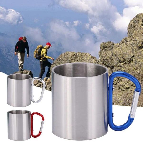 Tazze Tazza da escursionismo durevole da 220 ml Tazza da viaggio in 3 colori per uso alimentare Doppia parete da campeggio isolata