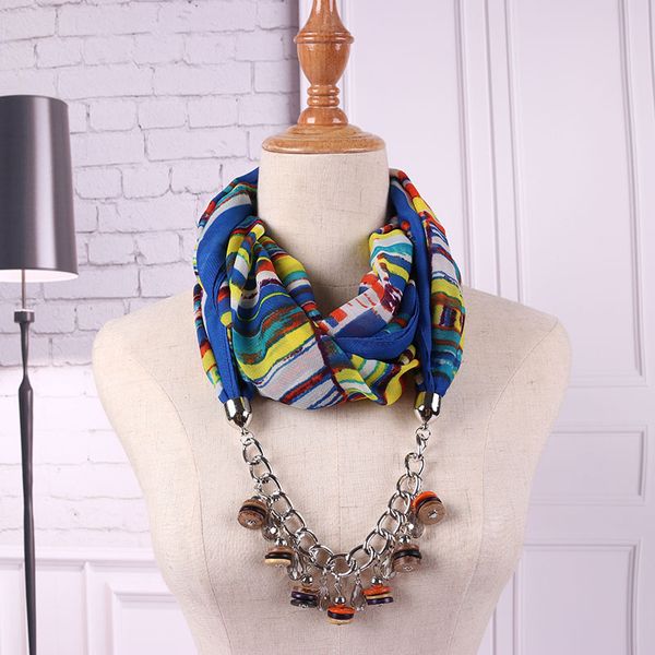 Дизайнерский шарф Радужное ожерелье с подвеской в виде скорлупы кокоса Шарф Европейская и американская уличная съемка