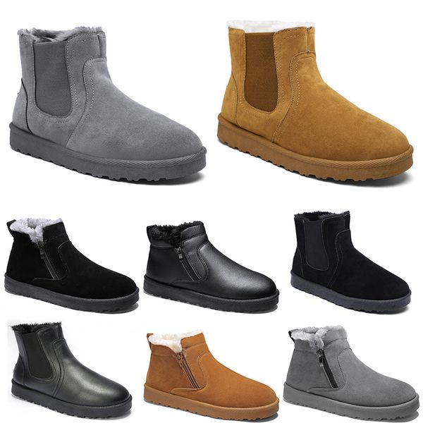 GAI GAI GAI Botas de neve sem marca de cano médio masculino e feminino sapatos marrom preto cinza tendência da moda ao ar livre algodão quente