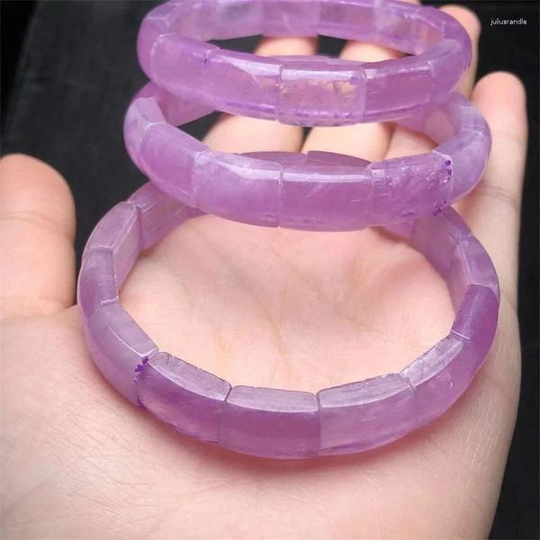 Braccialetti a maglie Bracciale Kunzite naturale Pietra curativa di cristallo Pietra preziosa policroma elasticizzata per le donne Regalo di compleanno Regalo per l'amante 1 pz