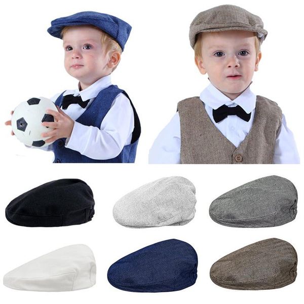 Baby Jungen Fischgräten Flachen Hut Kinder Kind Elastische Baskenmützen Hüte Kinder Party Kappe Säugling Hut Kleinkind Deckel Vintage Fahrer Caps251T