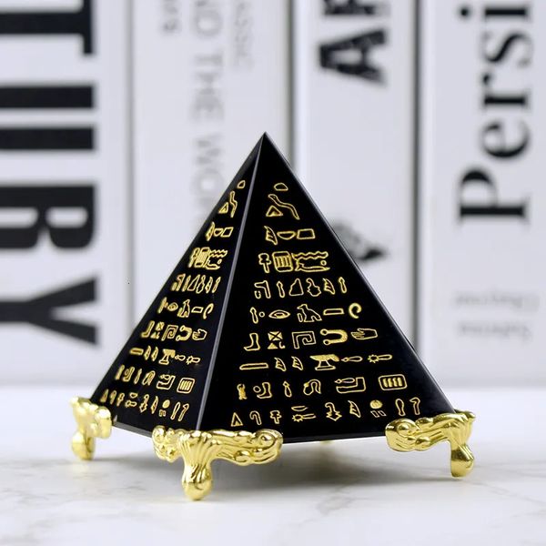 Artes e Artesanato Egito Cristal Obsidiana Pirâmide Modelo Energia Natural Cura Feng Shui Decoração de Casa Sala de Estar Decoração Paperweight 231017