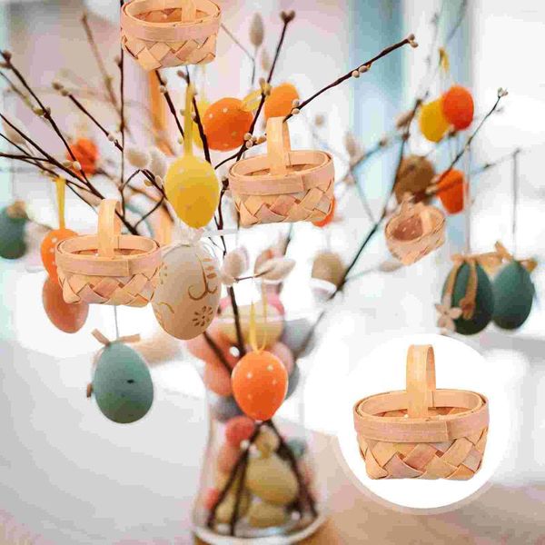 Bottiglie di stoccaggio 12 pezzi Cestino intrecciato Mini decorazioni per la casa Trucioli di legno Sfuso Cioccolato artigianale Cesti portatili Ornamenti Giocattoli per bambini in legno