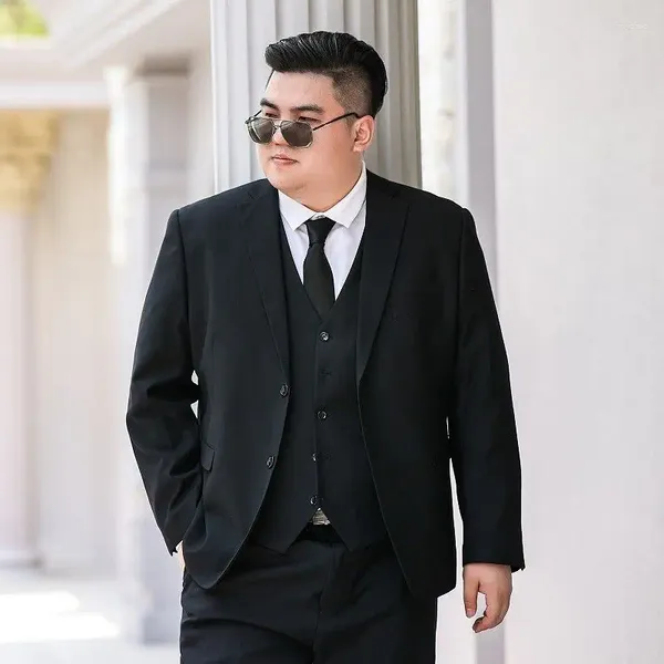 Ternos masculinos 10xl 2 peças calças de casamento jaqueta blazers dos homens grande terno preto conjunto gordura solto negócios formal casual profissional coreano