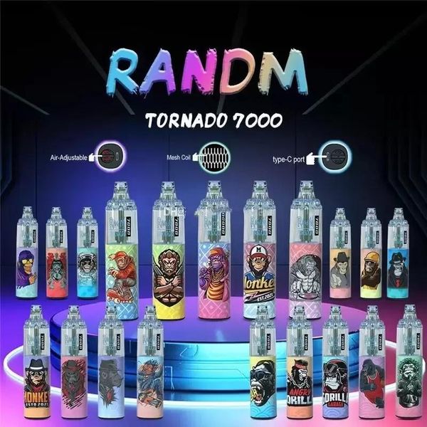 % 100 Randm Tornado 7000 14ml Vapes Tek Kullanımlık Puf 8000 Jam King Ti8000 Vape Desechable File Bobin 19ml E-sıvı Güç Ekran Hava Akışı Ayarlanabilir 9K 12K 12000 9000