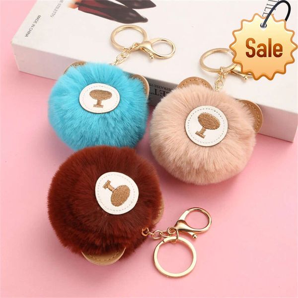 Niedlicher Bär Schlüsselanhänger Wollknäuel Pu-Material Haarballen Anhänger Nachahmung Rex Kaninchen Pompon Teddybär Schultasche Zubehör Geschenk