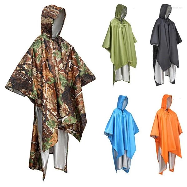 Chaquetas de carreras 3 en 1 Camuflaje Capa de lluvia Multifuncional Ligero Poncho para acampar al aire libre con bolsa de almacenamiento 220x140 cm