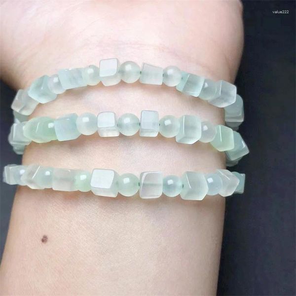 Link-Armbänder, natürliche grüne Spitze, Jade, Würfel-Armband, Charms, modisch, personalisierbar, für Männer und Frauen, Edelstein-Schmuck, 1 Stück