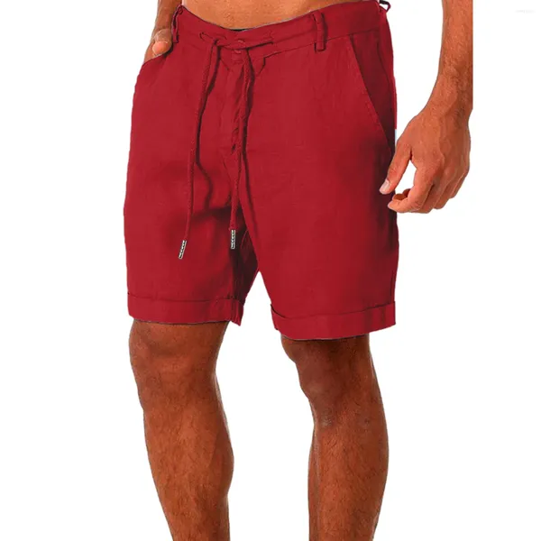 Pantaloncini da uomo Estate Casual Alla moda Tasche in puro colore Tronchi in cotone e fondo morbido ampio Abbigliamento quotidiano Abbigliamento maschile