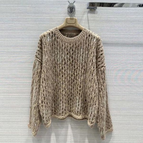 Kadın Sweaters Sonbahar Tembel Kırış Haki Twist Out Beading Pullar Lüks Tiftik Kazak Kadın Knited Ezti O yaka gevşek üstler