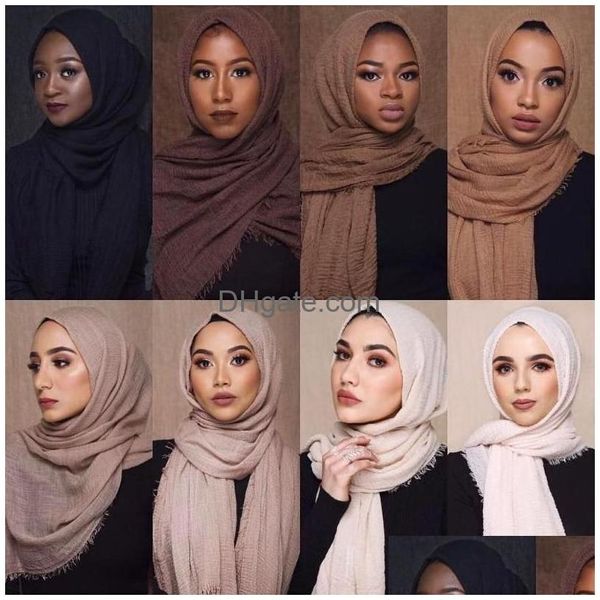 Schals Baumwolle und Leinen Frauen Hijabs Damen Solide Lange Schal Kopftuch Weibliche Hijab Plain Muslimischen Mode Kopftuch Drop Lieferung A Dhgsl