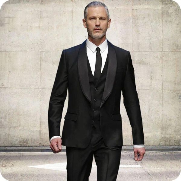 Herrenanzüge Neuesten Mantel-Hose Design Schwarz Männer Für Hochzeit Slim Fit Formale Prom Mann Blazer Bräutigam Smoking Terno Masculino 3 Stück