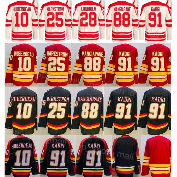 Homem Heritage Clássico Hóquei 91 Nazem Kadri Jerseys 10 Jonathan Huberdeau 25 Jacob Markstrom 28 Elias Lindholm 88 Andrew Mangiapane Reverse Retro Stitch Team Color