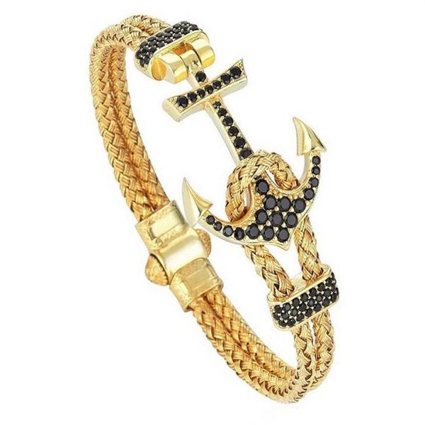 Âncora manguito pulseiras pulseiras masculino atolyestone artilharia pulseira com fecho magnético âncora de aço inoxidável pulsera2876