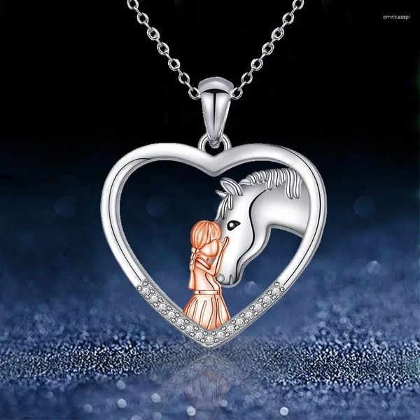 Collane con ciondolo Collana per ragazza e cavallo di moda per le donne Squisita catena a forma di cuore con animali a forma di clavicola Gioielli fai da te Regalo per la festa della mamma