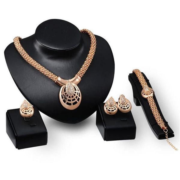 Set di gioielli da damigella d'onore Collana da sposa Catene d'oro Bracciale Orecchini Indiano africano Dubai Set di gioielli in oro 18k Set di gioielli per feste225y