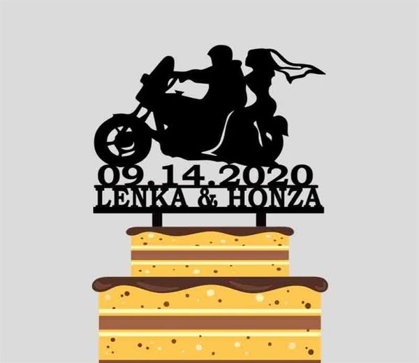 Diğer Festival Parti Malzemeleri Kişiselleştirilmiş Motosiklet Düğün Pastası Topper Özel Çiftler Ad Tarih Gelin ve Damat Binicilik Motosiklet 87742766