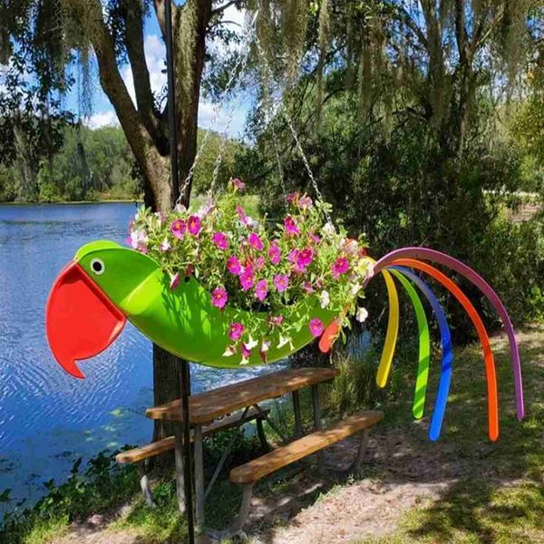 Fioriere Vasi da giardino per esterni Vaso da fiori Forma di animale Giardinaggio Fioriera sospesa Ufficio Arte del ferro Decorazione del giardino YQ231019