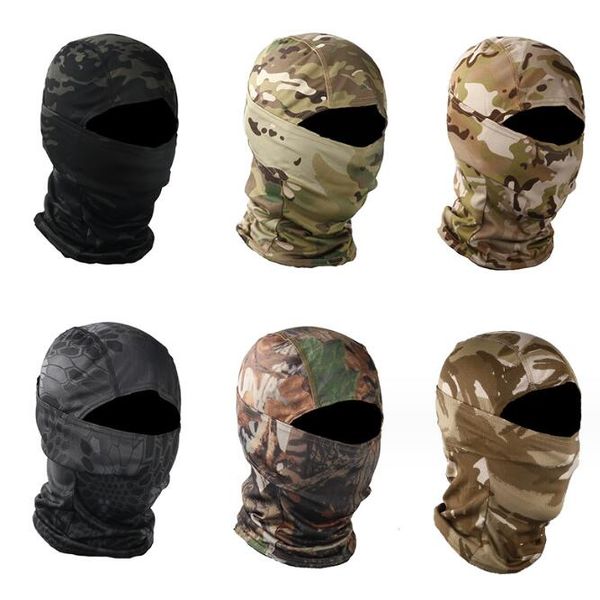 Multicam Camouflage Balaclava Cap Antivento Traspirante Tattico Esercito Airsoft Paintball Full Face Cover Cappelli Berretti per Uomo Donna