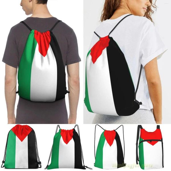 Einkaufstaschen für Herren, Sackpack, Gurt, Palästina-Flagge, Damen, mit Kordelzug, Rucksäcke für Outdoor-Reisen, für Fitnessstudio, Training, Fitness-Tasche