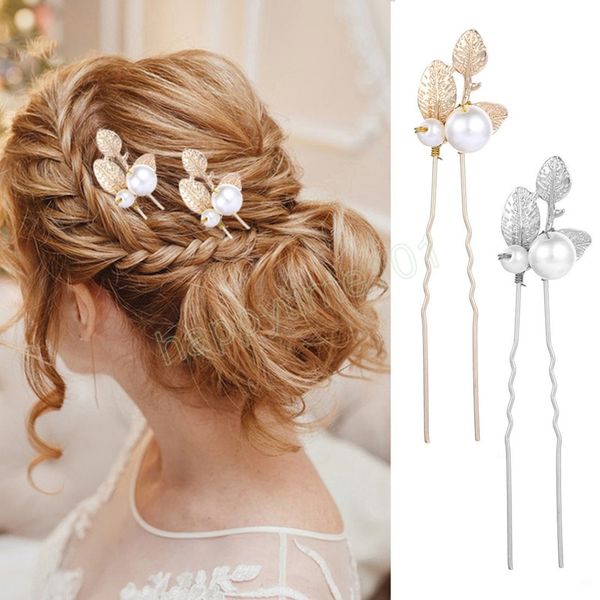 Accessori per capelli per matrimoni per le capelli a foglia per donne semplici peli a forma di U perle forcella di nomi gioielli per capelli da sposa bijoux